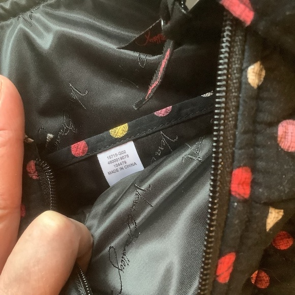 Vera Bradley Quilted Tote Bag Black Multicolor Polka Dots – Like New - Picture 7 of 10